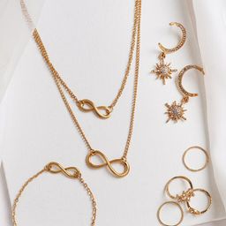 JOKER & WITCH Gold-Toned & White Stone-Studded Jewellery Set-image-59