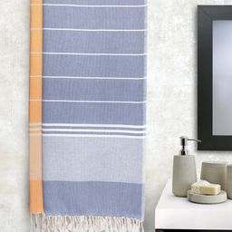Arrabi Set Of 2 Striped Handwoven 210 GSM Cotton Bath Towels-56