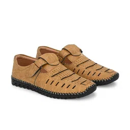 Azzaro Black Men Perforation Shoe-Style Sandals With Laser Cuts-image-63