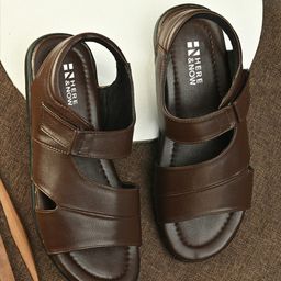 HERE&NOW Men Brown Textured Comfort Sandals-picture-17
