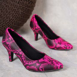 DressBerry Printed PU Kitten Pumps-36
