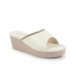 FAUSTO Embellished Open Toe Textured Wedge Sandals-25