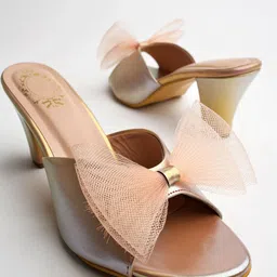 Shoetopia Girls Open Toe Party Block Heels With Bows-3