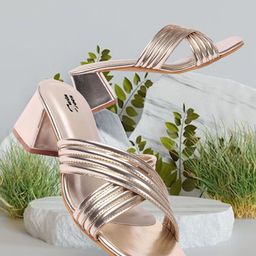 TWIN TOES Women Gold-Toned Block Heels-picture-11