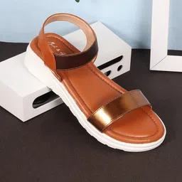 Mast & Harbour Copper-Toned And Tan Brown Open Toe Comfort Heels-picture-28