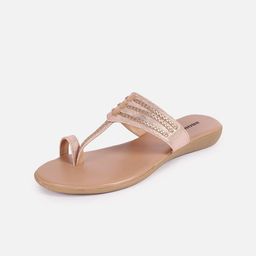Anouk Rose Gold-Toned Embellished One Toe Flats-17
