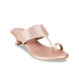 Metro Pink Embellished Ethnic Block Heels-27