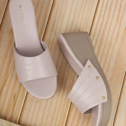 ICONICS Mauve Textured Wedge Heels-92