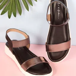 Mast & Harbour Metallic-Toned And Black Open Toe Comfort Heels-picture-48