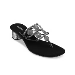 Metro Black Embellished Block Heels-54