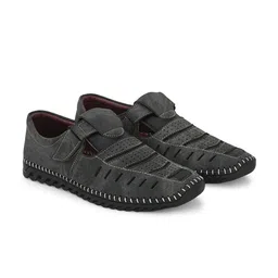 Azzaro Black Men Perforation Shoe-Style Sandals With Laser Cuts-image-60