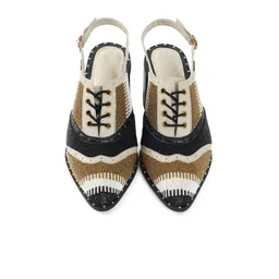Sole House Brown & Black Printed PU Block Pumps-7