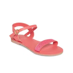 Pantaloons Junior Girls Coral Solid Open Toe Flats-50
