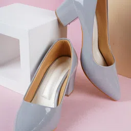 SAPATOS Grey Block Pumps-24
