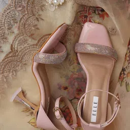 ELLE Textured Block Peep Toes Heels-31