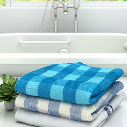 Athom Trendz Set Of 3 Striped 210 GSM Cotton Bath Towels-29