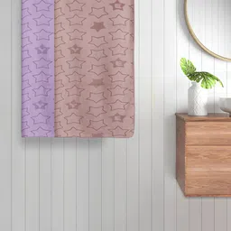 FABINALIV 2-Pcs Purple & Brown Printed 350 GSM Cotton Bath Towels-11