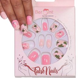 BEROMT 12 Pcs Long-Lasting False Pre-Glued Nails with Kit - Shade 61-43