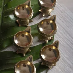 Fashion Bizz Set Of 6 Gold-Toned Kachhua Diyas-17