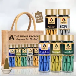 The Aroma Factory 5 Pieces Wooden Apple, Pineapple, Fresh, Sage,Musk Cone Pooja Essentials-image-3
