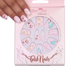 BEROMT Kids 12 Pcs Long-Lasting False Pre-Glued Nails with Kit - Shade 73-43