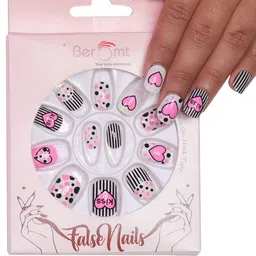 BEROMT 12 Pcs Long-Lasting False Pre-Glued Nails with Kit - Shade 76-image-77