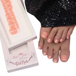 BEROMT 24 Pcs Long-Lasting Reusable Salon Finish Press On Toe Nails - Shade 274-23