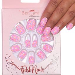BEROMT 12 Pcs Long-Lasting False Pre-Glued Nails with Kit - Shade 59-41