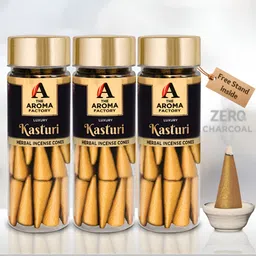 The Aroma Factory 3 Pieces Wooden Kasturi Musk Dhoop Cone Pooja Essentials-image-72