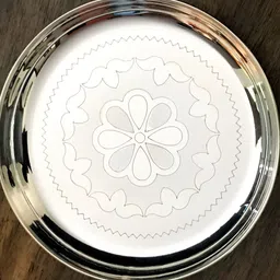 Sigaram Floral Designed German Silver Pooja Plate-40