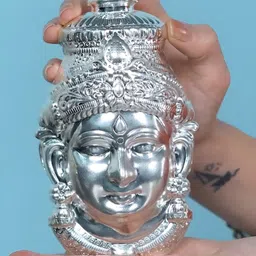 Sigaram Silver Toned Textured Vara Lakshmi Face Mukoot-20