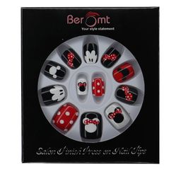 BEROMT Girls Salon Finish Mickey & Minnie Print Press-On False Nail Tips Kit - Shade 11-11