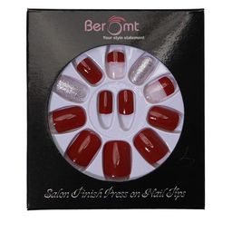 BEROMT 12 Pcs Long-Lasting Reusable Lightweight Salon Finish Press on Nail Tips- Shade 727-image-87