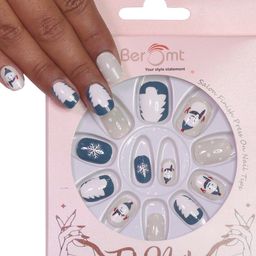BEROMT 12 Pcs Long-Lasting False Pre-Glued Nails with Kit - Shade 87-22