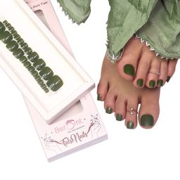 BEROMT 12 Pcs Long-Lasting False Toe Nails with Kit - Shade 264-image-97