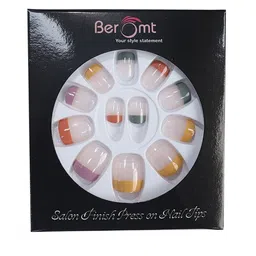 BEROMT 12 Pcs Long-Lasting Reusable Lightweight Salon Finish Press on Nail Tips- Shade 242-17