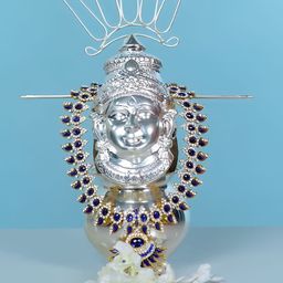 Sigaram Silver Toned Textured Mahalakshmi Face Mukoot-22