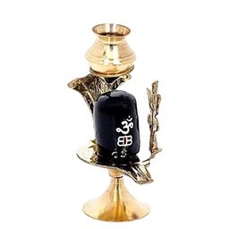PRISHA INDIA CRAFT Yellow Brass Shivling Puja Stand-image-57