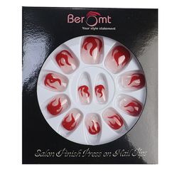 BEROMT 12 Pcs Long-Lasting Reusable Lightweight Salon Finish Press on Nail Tips- Shade 223-58