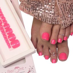 BEROMT 24 Pcs Long-Lasting Reusable Salon Finish Press On Toe Nails - Shade 271-58