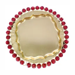 PUFFSMART Brown Textured Metal Pooja Aarti Thali-picture-21