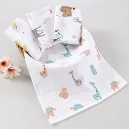 The Boo Boo Club Kids Pack Of 4 170 GSM Printed Sustainable Cotton Face Towels-57