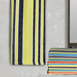 KLOTTHE Pack Of 10 Striped 300 GSM Cotton Hand Towels-image-8