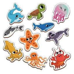 Mini Leaves Kids Set Of 10 Wooden Sea Animals-13