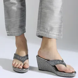 Inc 5 Gunmetal-Toned Embellished Wedge Heels-31