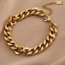 MYKI Cubic Zirconia Gold-Plated Link Bracelet-image-9