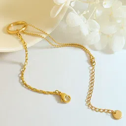 MYKI Women Gold-Plated Cubic Zirconia Link Bracelet-image-9