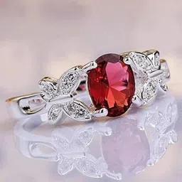 VIEN Women Zircon Leaf Silver-Plated Plushy Adjustable Ring-picture-30