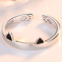 MYKI Silver-Plated Cubic Zirconia-Studded Adjustable Finger Ring-image-111