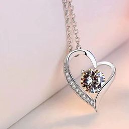MYKI Women Silver-Plated Heart Cubic Zirconia Pendant With Chain-image-24